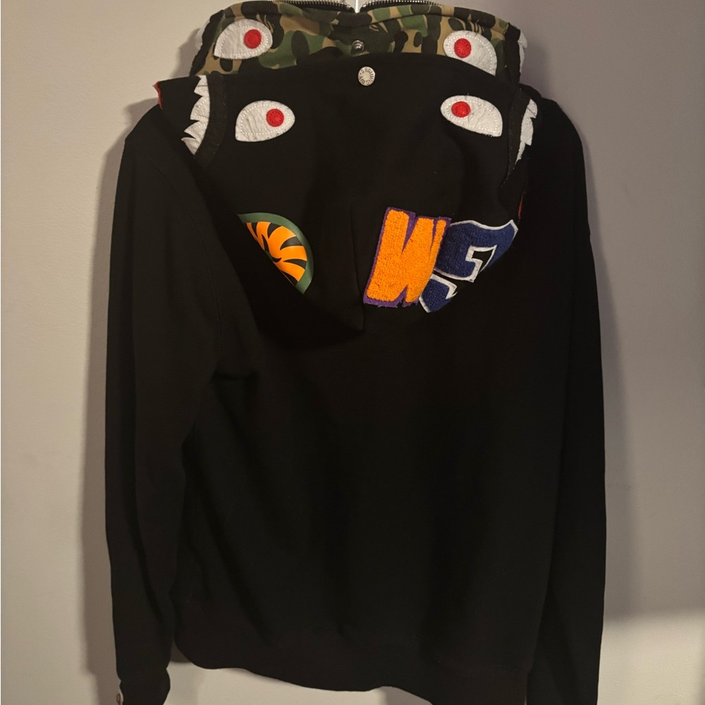 Bape double hooded Black Hoodie with Camouflage